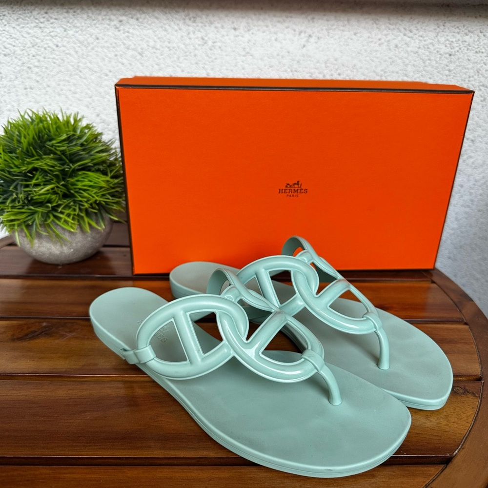 Hermes Green Sandals